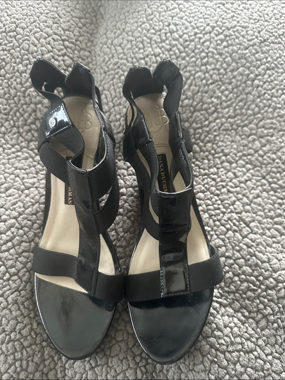 Dana Buchman Black Patent Strappy Heeled Sandals